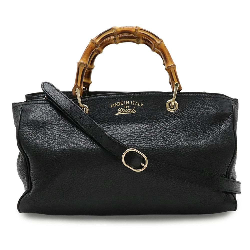 Gucci Bamboo Shopper Tote Bag Handbag Shoulder Leather Black